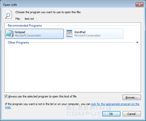 resetting default program for file type in mac